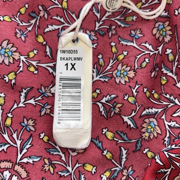 Max Studio Women's Red Floral Lightweight Long Sleeve Boho Tunic Top 1X - Picture 8 of 10